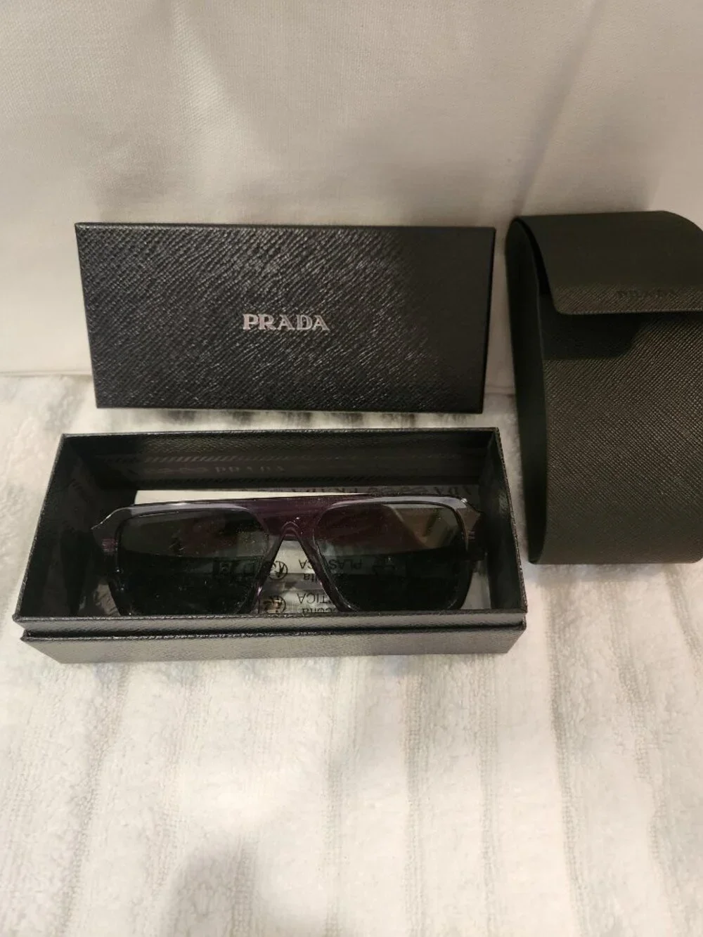 New Prada Men’s Crystal Transparent Grey Sunglasses PR 19WS U4309T 52 NWT